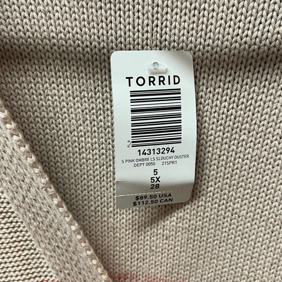 NWT Torrid size 6x (30W) Pink Ombre Stripe Slouchy Duster Sweater - Picture 4 of 6